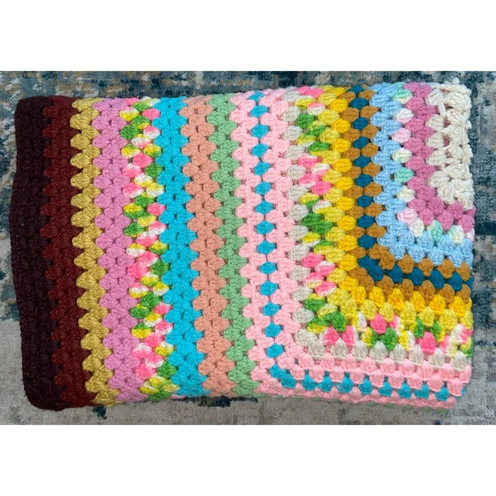 Handmade‎ Crochet Afghan Throw Baby Lap Blanket Multi 50